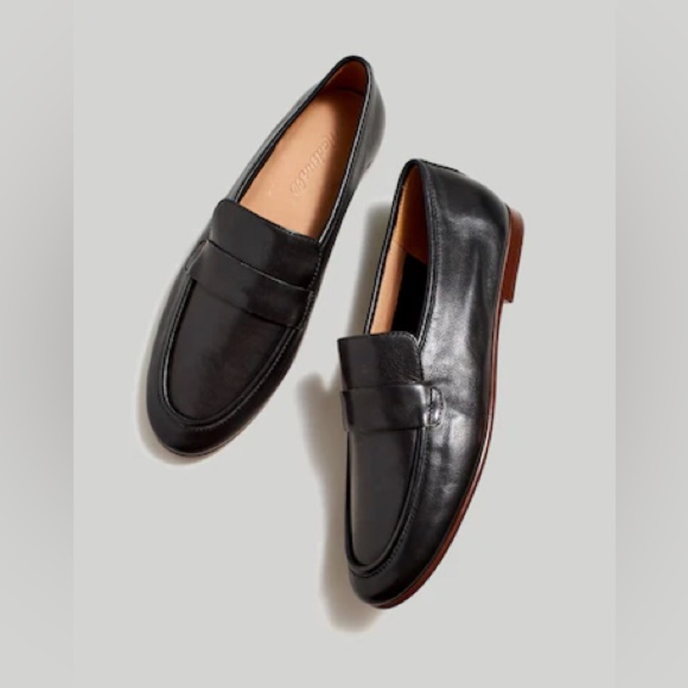 Madewell Black Leather Penny Loafers